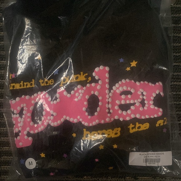 Black spider Hoodie with Pink and Yellow - Picture 1 of 2